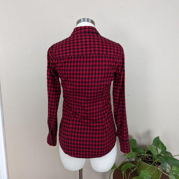 J. Crew The Perfect Shirt Red Black Plaid Flannel - Size XXS - Picture 4 of 9